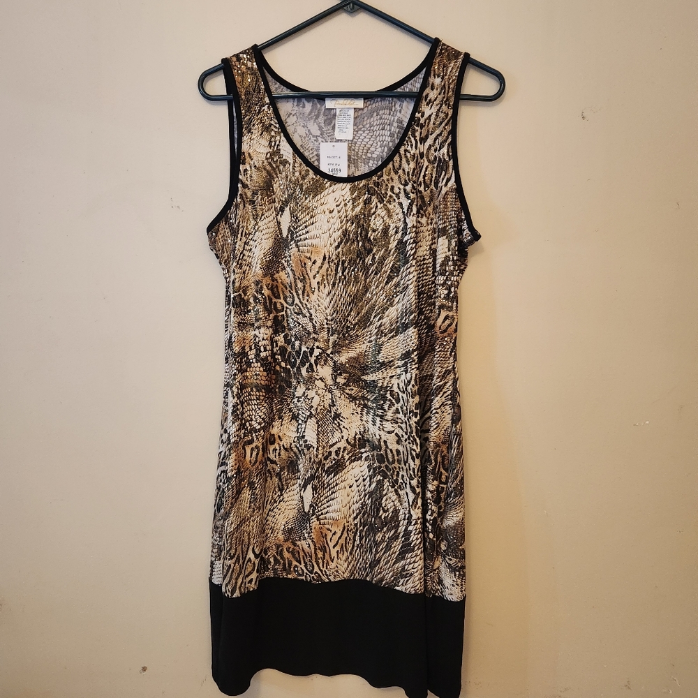 NWT Prelude Stretch Dress Metallic Animal Print Size L